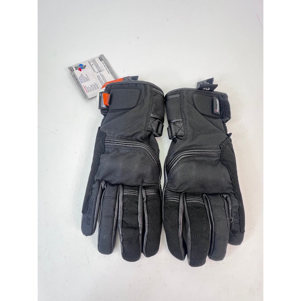 Merlin Ranger D3O‎ Wax Leather Motorcycle Gloves Mens Black Medium